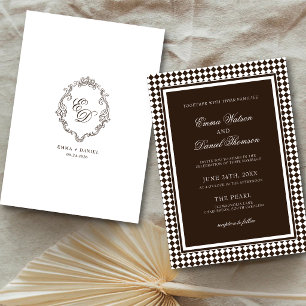 Invitation Mariage Crête de Border Harlequin Brun au Chocolat