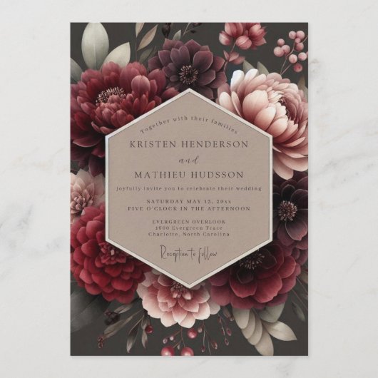 Invitation Mariage Crimson Velvet (Devant)