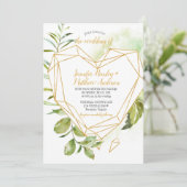 Invitation Mariage cristal en forme de coeur en or des plante (Debout devant)