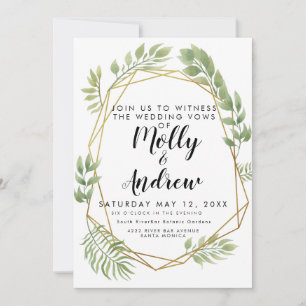 Invitation mariage cristal inviter feuillage vert mariage