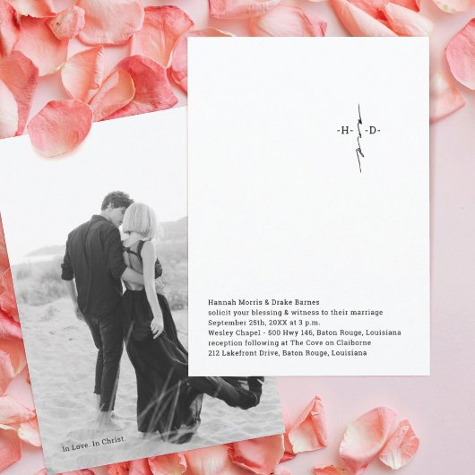 Invitation Mariage croisé chic monogrammé