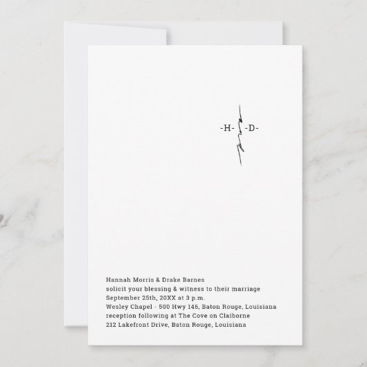 Invitation Mariage croisé chic monogrammé (Devant)