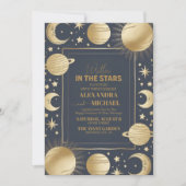 Invitation Mariage Croissant de Lune Navy Céleste Or (Devant)