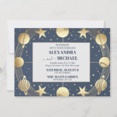 Invitation Mariage Croissant de Lune Or de la Marine Céleste (Devant)