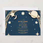 Invitation Mariage Croissant de Lune Or de la Marine Céleste (Devant)