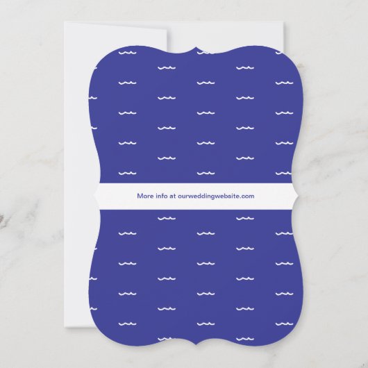 Invitation Mariage Cruise Ship All Aboard Blue Ship Hearts (Dos)
