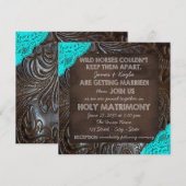 Invitation Mariage Cuir et Dentelle (Devant / Derrière)