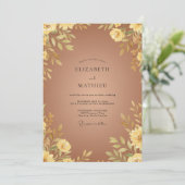 Invitation Mariage Cuivre Ambre Feuillu (Debout devant)