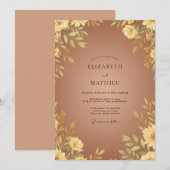 Invitation Mariage Cuivre Ambre Feuillu (Devant / Derrière)