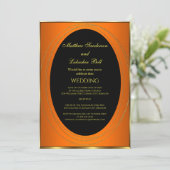 Invitation Mariage Cuivre Orange or Noir Élégant Moderne En (Debout devant)