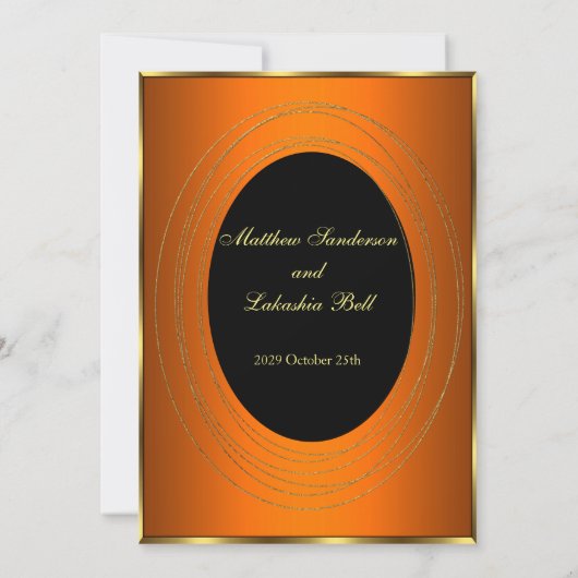 Invitation Mariage Cuivre Orange or Noir Élégant Moderne En (Dos)