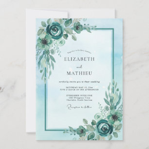 Invitation Mariage Cyan Peony