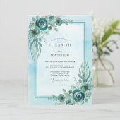 Invitation Mariage Cyan Peony (Debout devant)