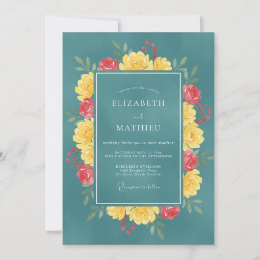 Invitation Mariage Cyane Péonie Jaune (Devant)