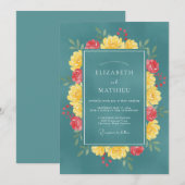 Invitation Mariage Cyane Péonie Jaune (Devant / Derrière)