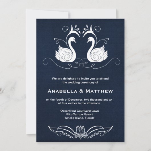 Invitation Mariage cygne (Devant)