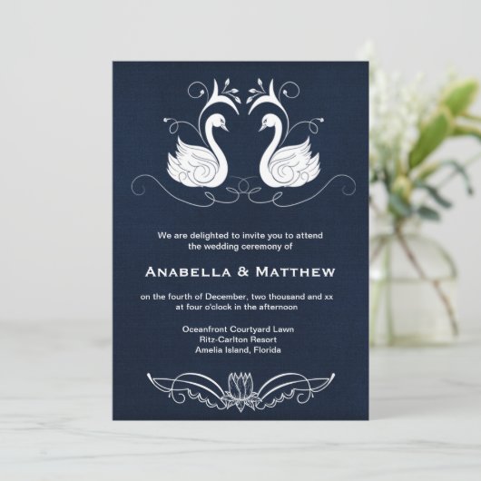 Invitation Mariage cygne (Debout devant)