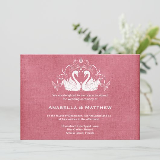 Invitation Mariage cygne (Debout devant)