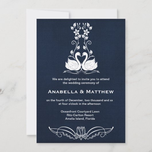 Invitation Mariage cygne (Devant)