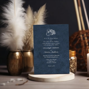 Invitation Mariage Cygne Blanc Bleu Marine