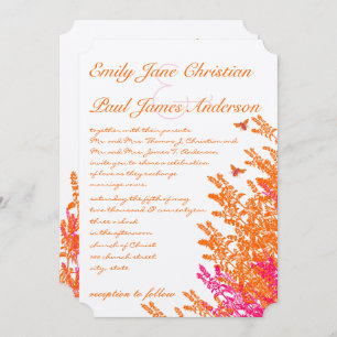 Invitation Mariage d'abeille Fleur sauvage rose orange du cou
