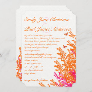 Invitation Mariage d'abeille Fleur sauvage rose orange du cou