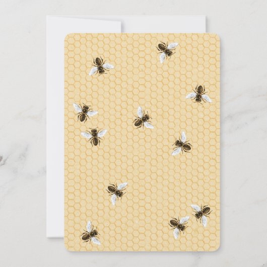 Invitation Mariage d'abeilles vintages (Dos)