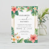 Invitation Mariage d'accent de la fleur tropicale (Debout devant)