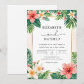 Invitation Mariage d'accent de la fleur tropicale (Devant / Derrière)