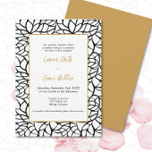 Invitation Mariage d'accents en or Aztec Black Foliage Outlin