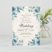 Invitation Mariage d'accentuation bleu foncé (Debout devant)