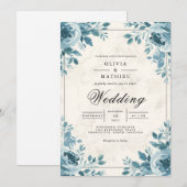 Invitation Mariage d'accentuation bleu foncé (Devant / Derrière)