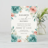 Invitation Mariage d'accentuation de la fleur Turquoise pouss (Debout devant)