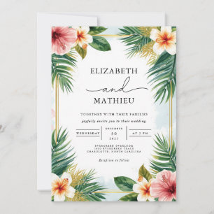 Invitation Mariage d'accentuation de la floraison tropicale l
