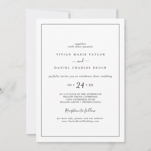 Invitation Mariage d'accueil minimaliste (Devant)