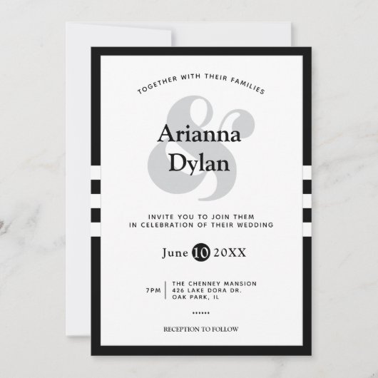 Invitation Mariage d'affaires de Cravate blanche (Devant)