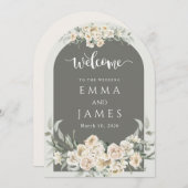 Invitation Mariage d'Affiche de bienvenue simple vert (Devant / Derrière)