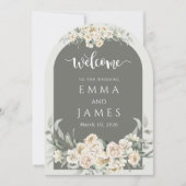 Invitation Mariage d'Affiche de bienvenue simple vert (Devant)
