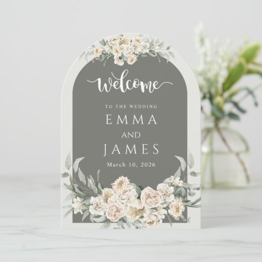 Invitation Mariage d'Affiche de bienvenue simple vert (Debout devant)