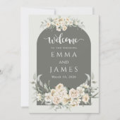 Invitation Mariage d'Affiche de bienvenue simple vert (Devant)