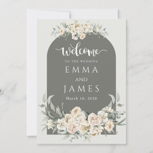Invitation Mariage d'Affiche de bienvenue simple vert (Devant)