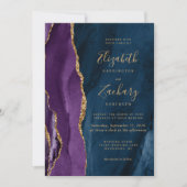 Invitation Mariage d'agate bleu marine violet (Devant)