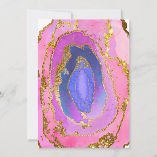 Invitation Mariage d'agate d'aquarelle rose Ombre or (Dos)