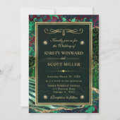 Invitation Mariage d'Agate de la Parties scintillant d'or ver (Devant)