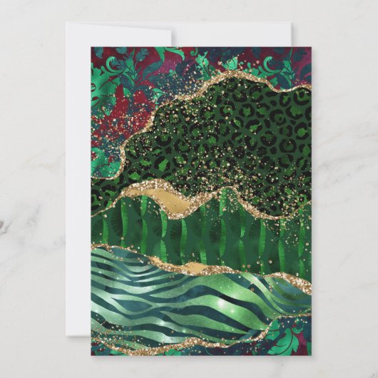 Invitation Mariage d'Agate de la Parties scintillant d'or ver (Dos)