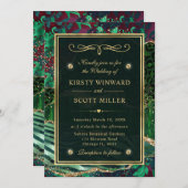 Invitation Mariage d'Agate de la Parties scintillant d'or ver (Devant / Derrière)