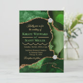 Invitation Mariage d'agate de Parties scintillant Green et Go (Debout devant)