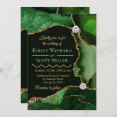 Invitation Mariage d'agate de Parties scintillant Green et Go (Devant / Derrière)