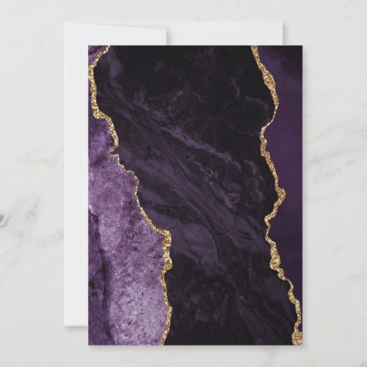 Invitation Mariage d'agate d'or violet (Dos)