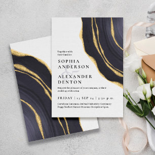 Invitation Mariage d'agate gris or